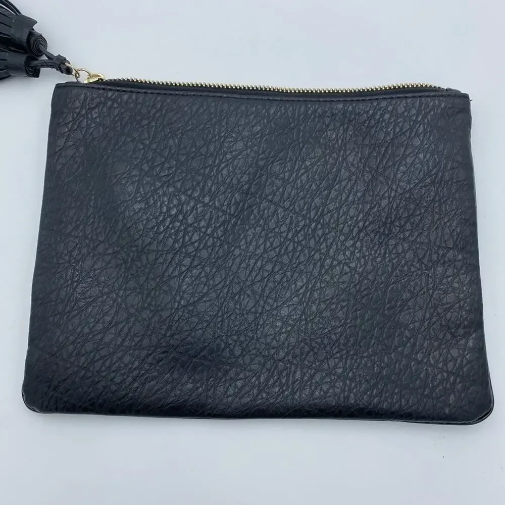 Ark & Co Clutch/makeup Bag Black Quiet Luxury‎ Leather